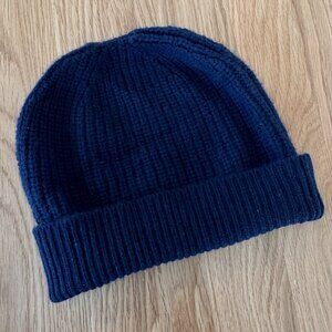 Corridor 100% Cashmere Beanie in Navy Rib Knit
